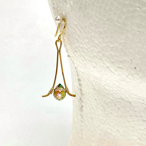 HANDMADE Faceted Austrian Crystal Hand Wrapped Earrings, Artisan Jewelry Gift - Picture 7 of 10